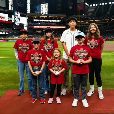 All of the winners of Kids Take the Field, ready to enjoy their big moment